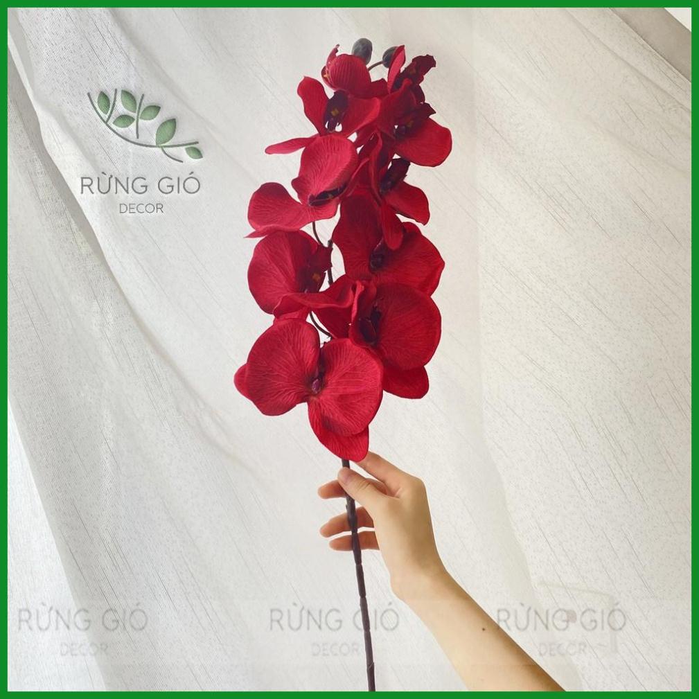 1 Cành Hoa LAN HỒ ĐIỆP MÀU ĐỎ gồm 10 bông to, dài 92cm , hoa lụa nhân tạo cao cấp