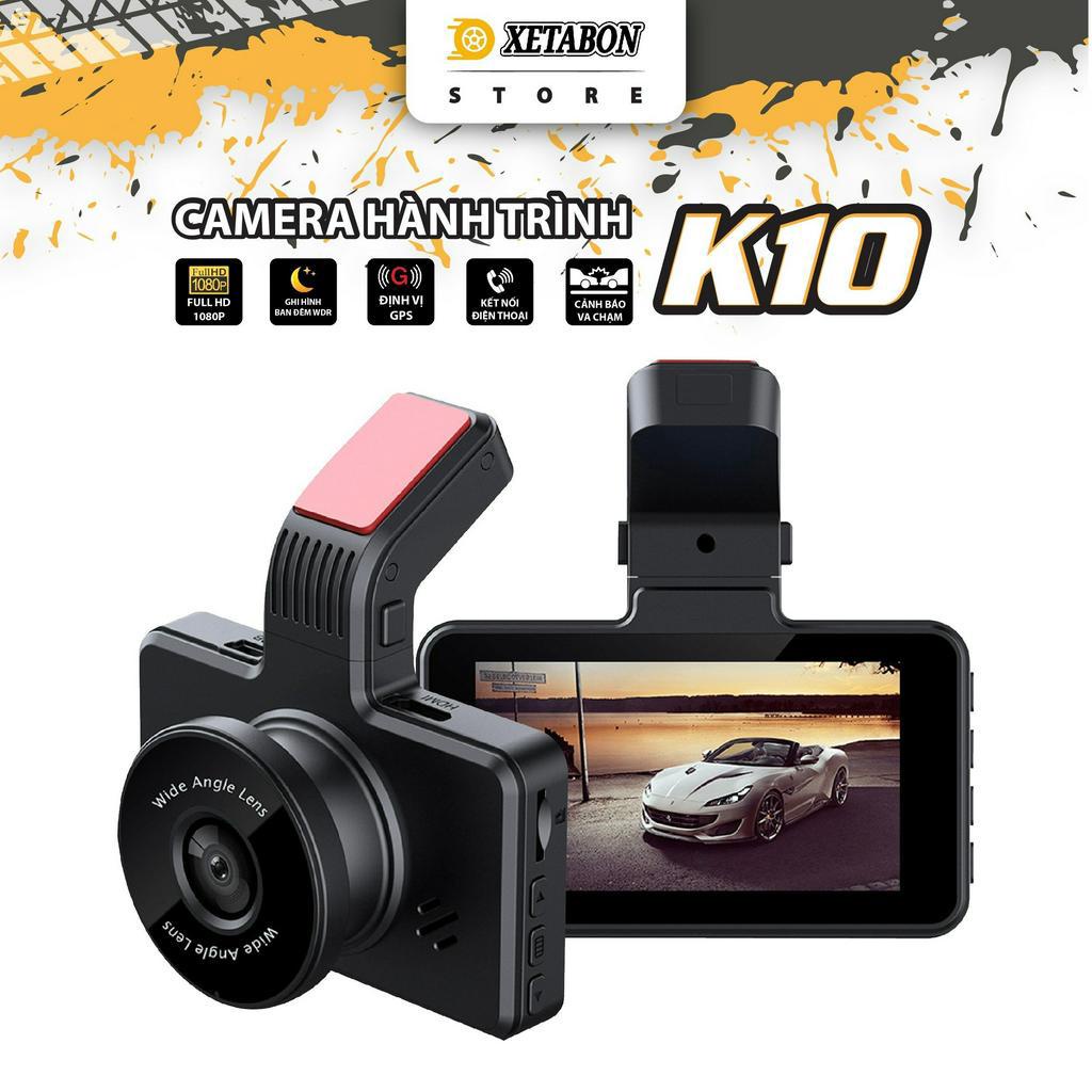 Camera hành trình ô tô K10 Xetabon kết nối điện thoại, định vị GPS, hiện thị tốc độ Camera kép Full HD bảo hành 12 tháng