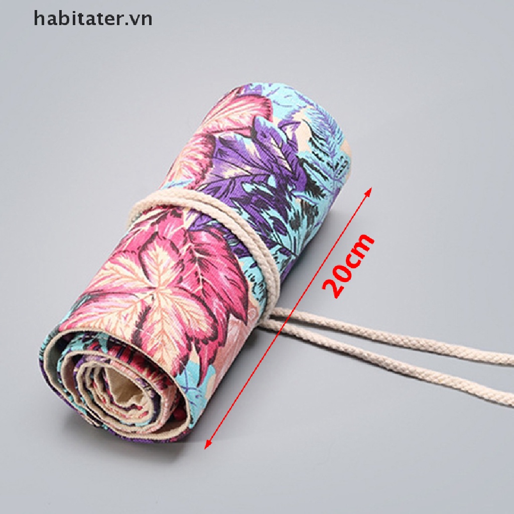 Khay Đựng Bút Chì 12 / 24 / 36 Lỗ Bằng Vải Canvas In Họa Tiết Lá Phong Màu Sắc Đẹp Mắt Tiện Dụng