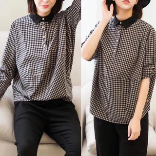 Áo bầu kẻ đen sơ mi