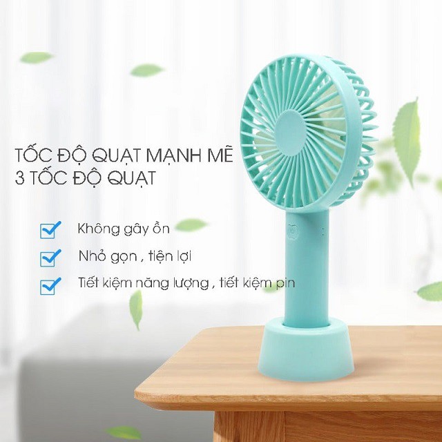 Quạt mini tích điện cầm tay có đế để bàn 3 tốc độ gió N9 [Full Box, Pin, Dây Sạc, Đế Chống Trượt ] | BigBuy360 - bigbuy360.vn