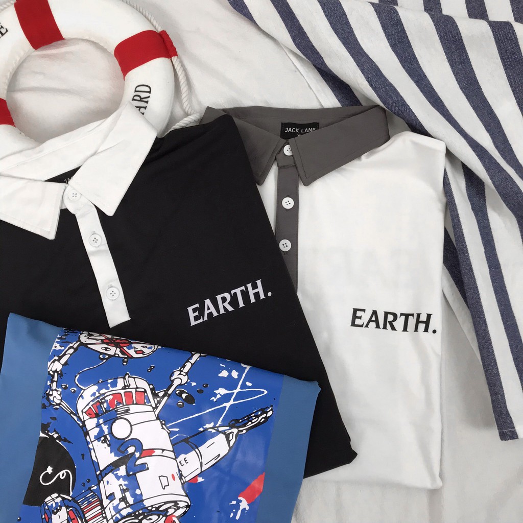[Mã SKAMSALE07 giảm 10% TỐI ĐA 100K đơn150K] Áo Polo oversize Earth, JACKLANE, Áo polo cộc tay Unisex Jack Lane | BigBuy360 - bigbuy360.vn