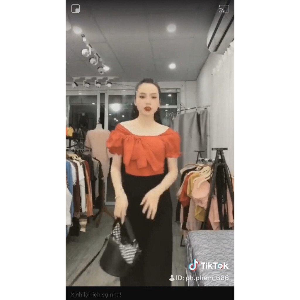 G33. 808. ÁO TAY NGẮN BO TAY NƠ NGỰC