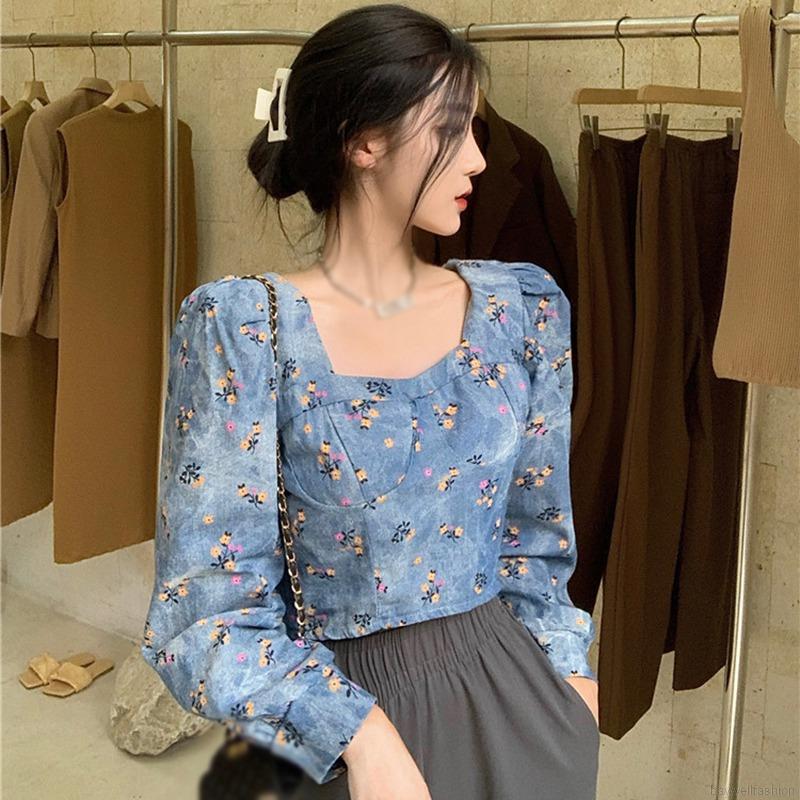 Áo kiểu nữ tay dài cổ vuông phong cách thời trang quyến rũ cho phái nữ | BigBuy360 - bigbuy360.vn