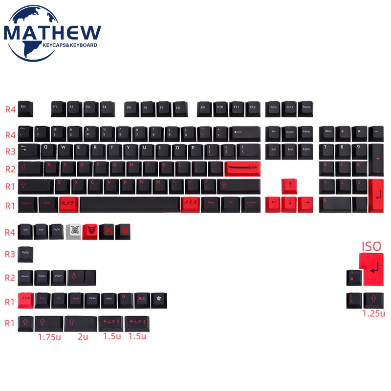 Nút bàn phím cơ Bushido Keycap 61/68/84/87/104/108 PBT hình quả cherry Profile