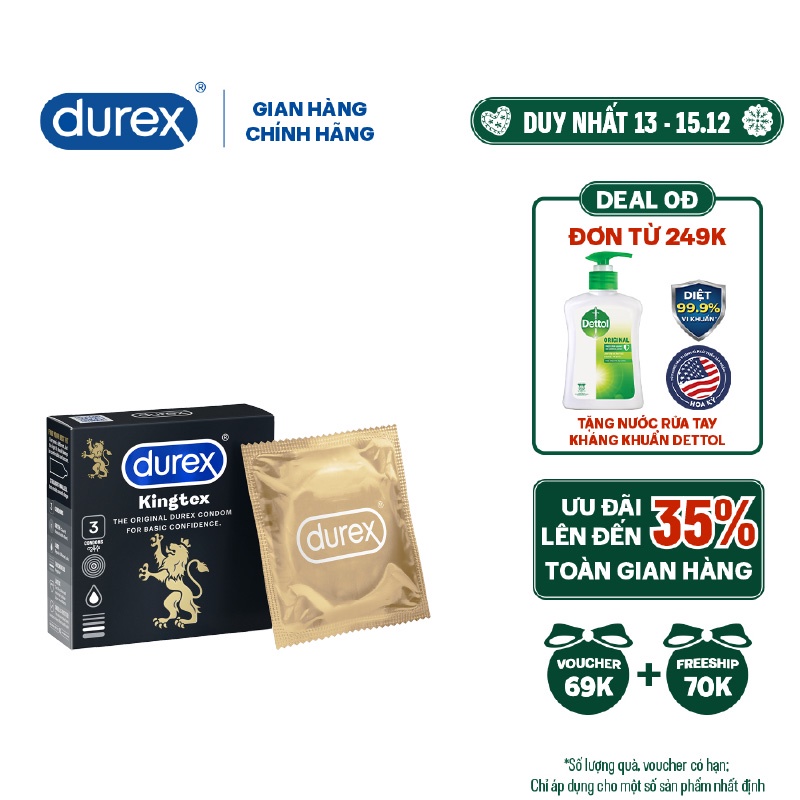 Bao cao su Durex Kingtex 3 bao