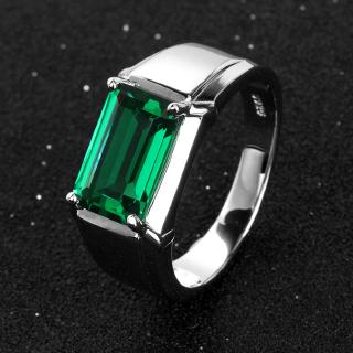 Nhẫn thép titan mạ bạc đính đá pha lê sapphire sành điệu cho nam