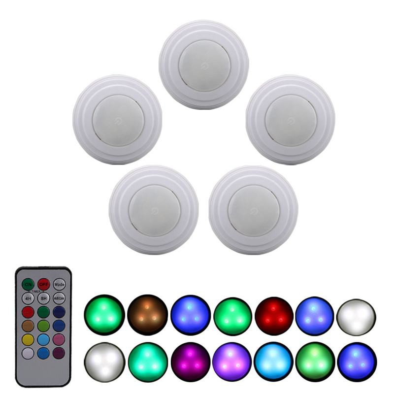Set 5 bóng đèn LED RGB dán tường có thể điều khiển từ xa