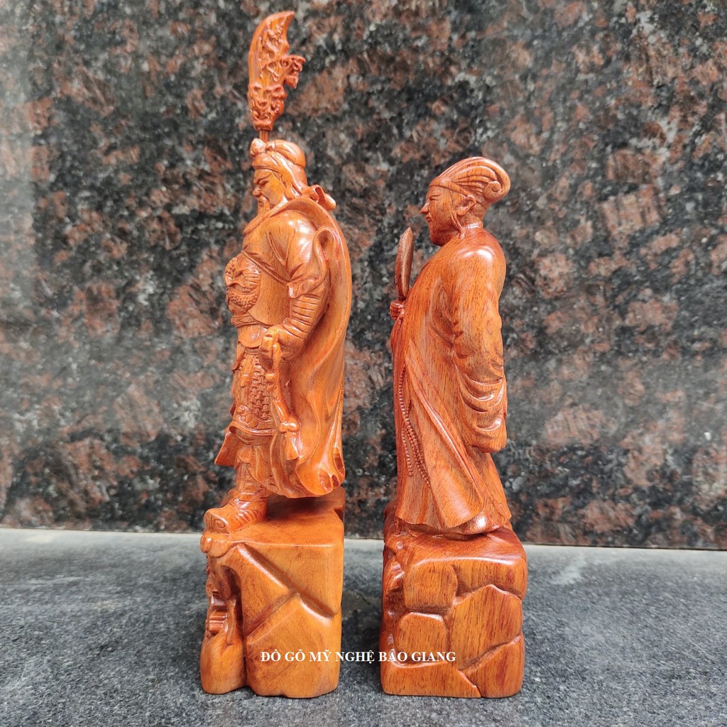 Combo cặp Quan công - Khổng minh gỗ hương cao 20 cm