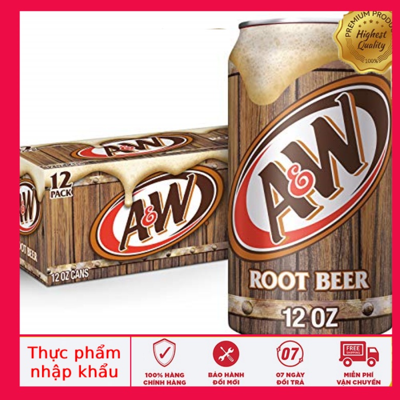 Nước A&amp;W Root Beer ( nước xá xị ) nhập Mỹ 1 cây 12 lon