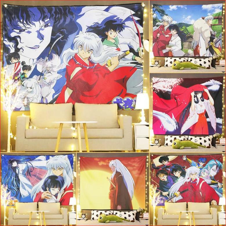 Tranh vải treo tường trang trí phòng ngủ, thảm treo tường decor hàng đẹp. MSP : inuyasha 3