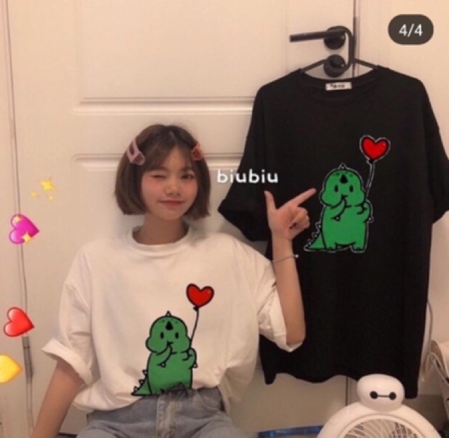 Áo thun tay lỡ khủng long tình yêu 💕 | BigBuy360 - bigbuy360.vn