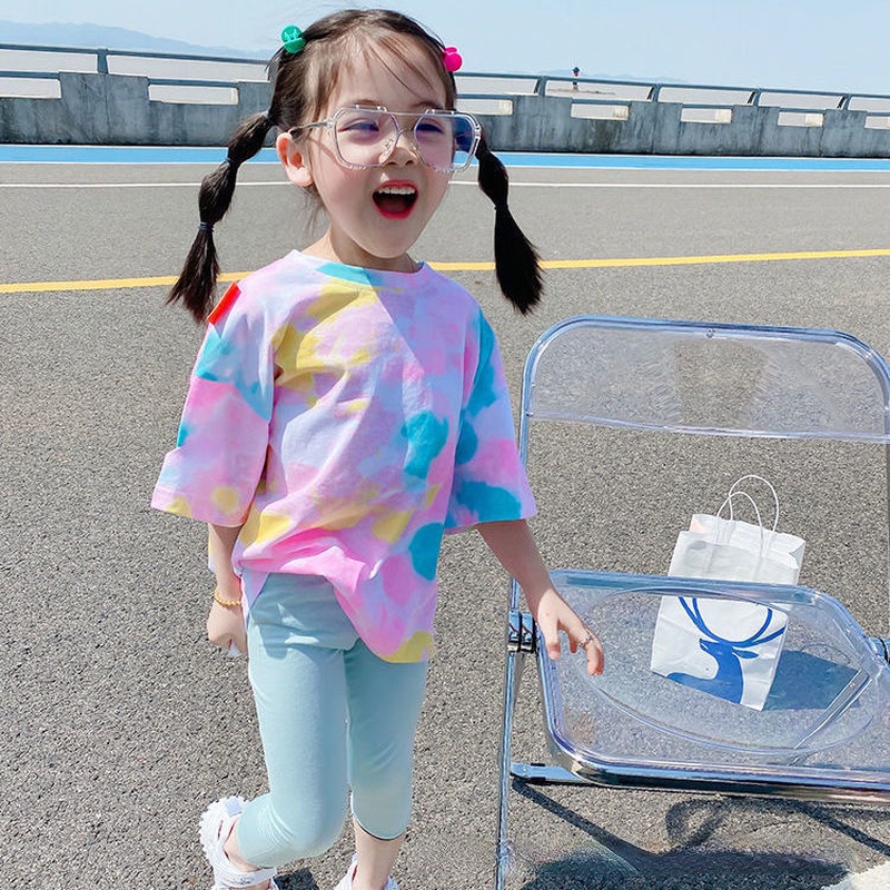 Áo Thun Tay Ngắn Bằng Cotton Mỏng Phong Cách Hàn Quốc Thời Trang Mùa Hè Cho Bé Gái 1-7 Tuổi