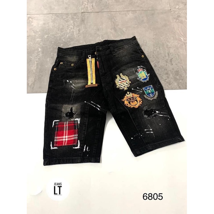 quần short jean nam đen xanh khóa kéo lệch thêu logo nhiều mẫu mới hot nhất,vải jean dày mềm kiểu dáng trẻ trung