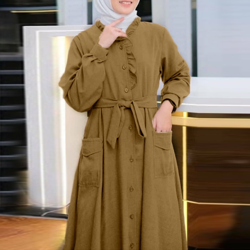 Đầm ZANZEA dáng chữ A cổ V tay phồng nữ tính thời trang