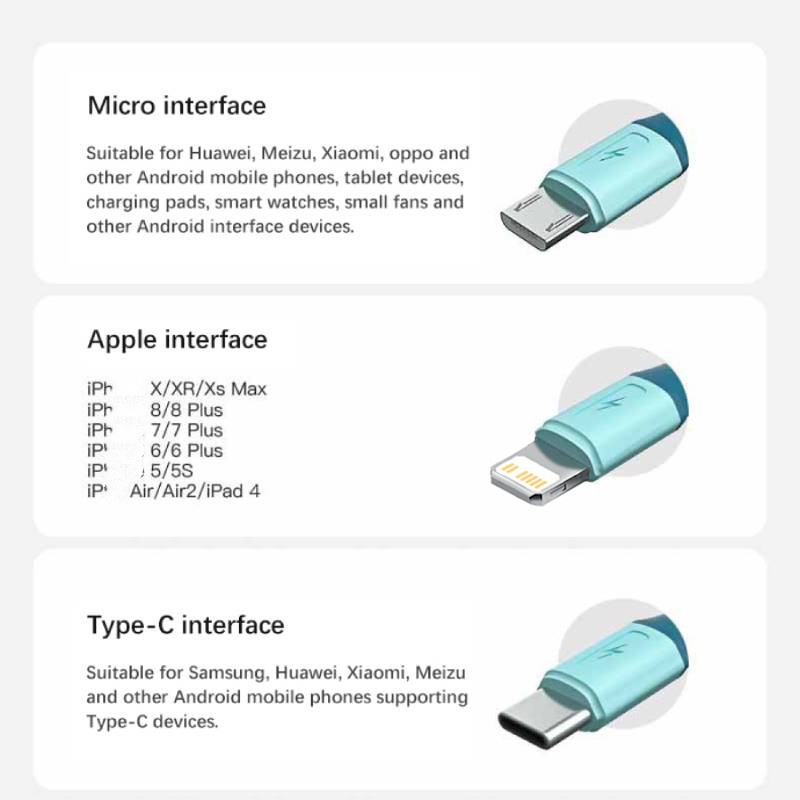 Dây Cáp Sạc USB 3A 3 Trong 1 Cho Điện Thoại Huawei Samsung