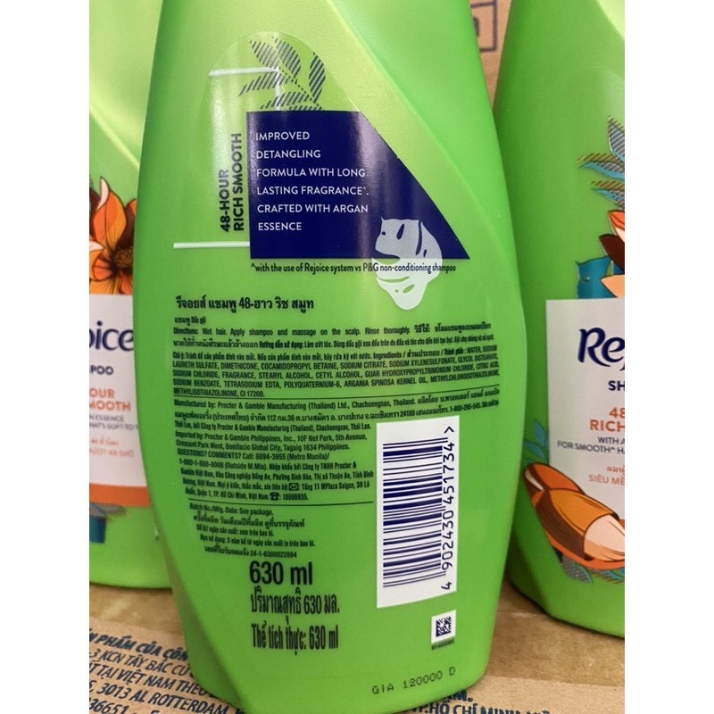 Dầu gội đầu Rejoice mẫu mới 630ml SIÊU MỀM  MƯỢT 48 giờ