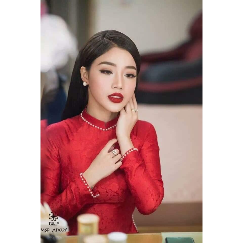 Áo dài cô dâu gấm tơ đẹp ( trắng, đỏ, hồng, vàng)