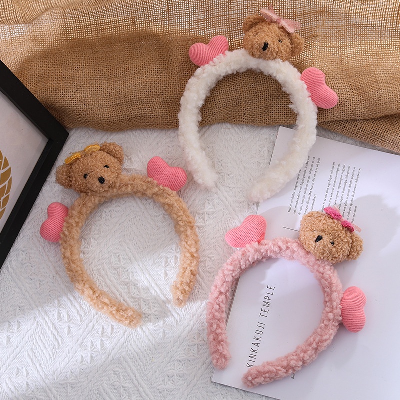 Băng Đô Cài Tóc Rửa Mặt Hình Gấu Bông Ba Chiều Dễ Thương Phong Cách Thu Đông Hàn Quốc Dành Cho Bạn Gái