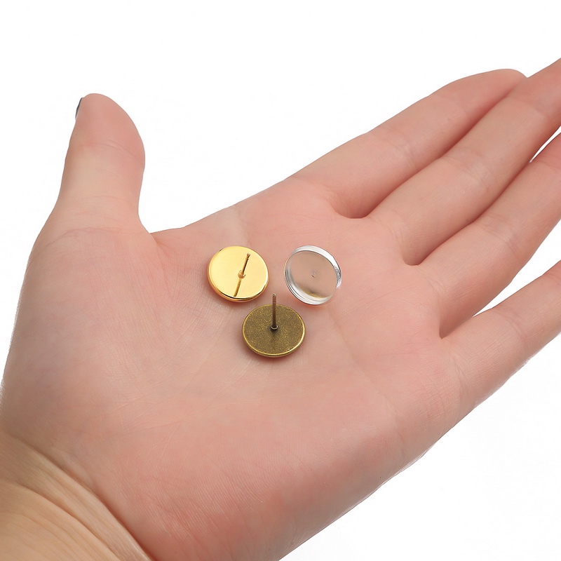 Set 10 đế sắt không gỉ 8 10 12 14 16 18 20 mm làm trang sức/bông tai chuyên dụng