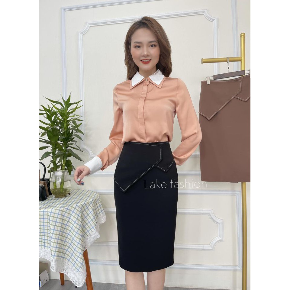 Chân váy, chân váy bút chì phối vạt lá tôn dáng Lake Fashion | BigBuy360 - bigbuy360.vn