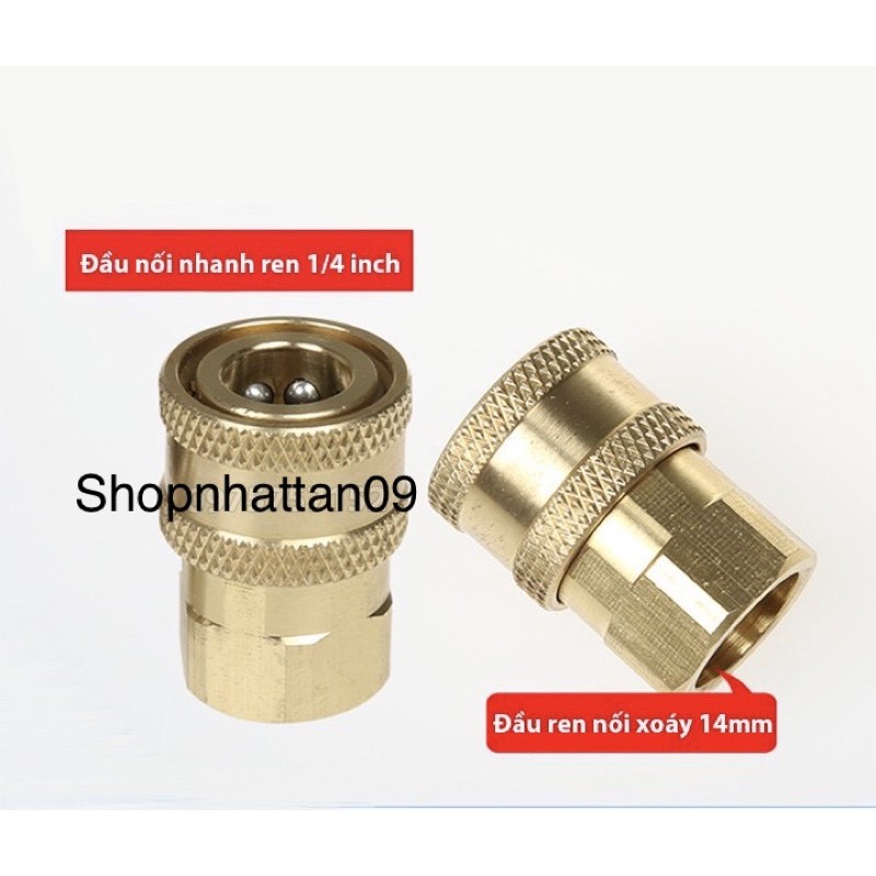 Khớp nối nhanh 1/4, khớp nối nhanh sung xịt rửa áp lực cao - khớp bi ren 14mm