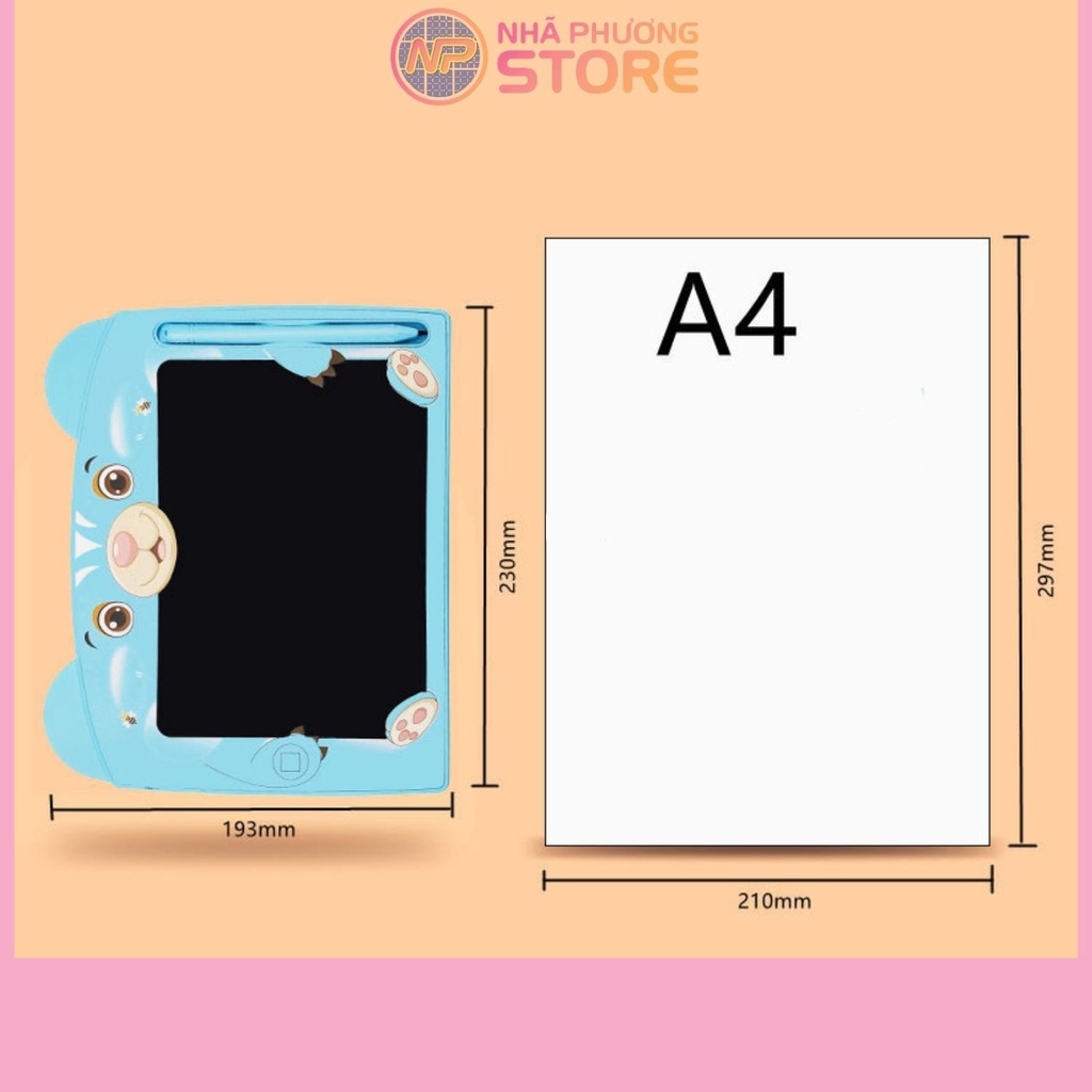 Bảng Tự Xóa CHO BÉ thông minh ĐA MÀU Hình Gấu 8,5 INCH