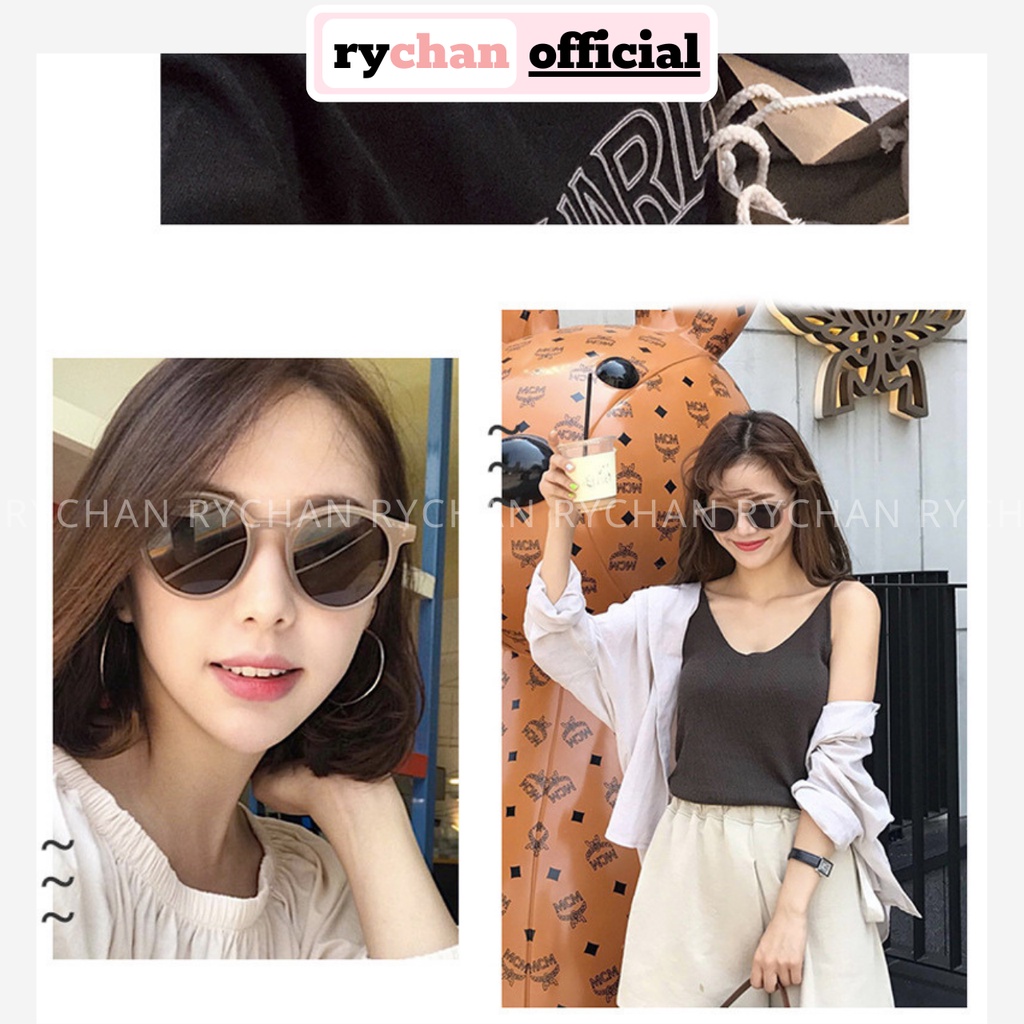 Kính Mát Gọng Tròn Nhỏ Phong Cách Hàn Quốc, Kính Mát Nữ Thời Trang Đi Biển K005 RYCHAN