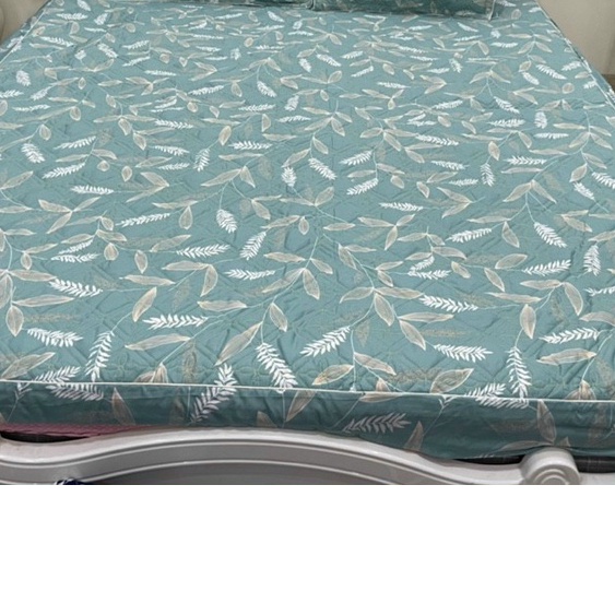 [Thanh lý lỗ xả hàng b0m] Lẻ ga trần bông bo chun mẫu Lá tre size 1m8x2m - Drap lót bông (không kèm vỏ gối)