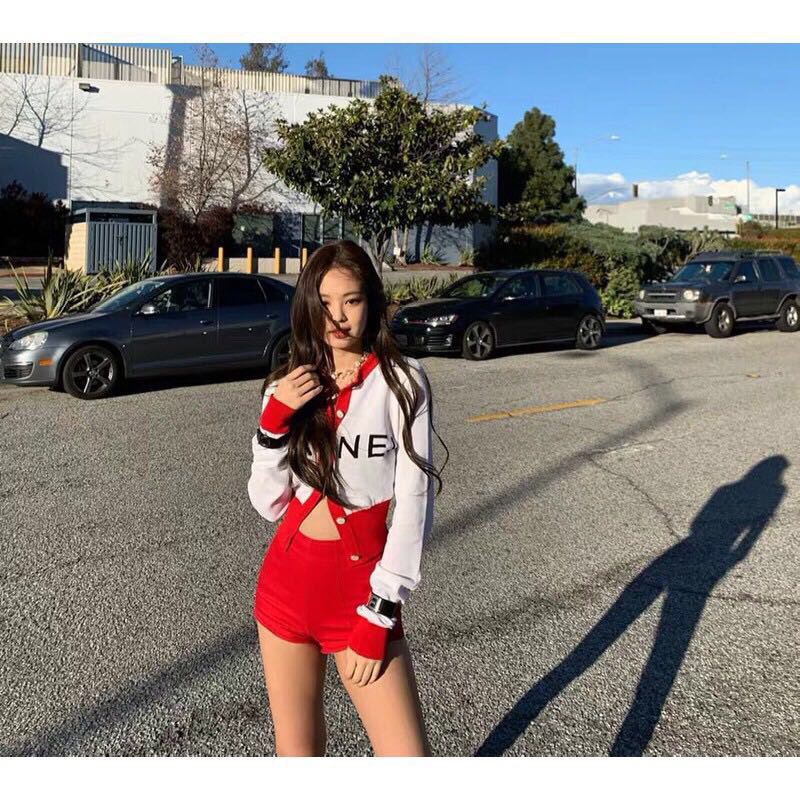 Áo khoác sweater dệt kim dài tay in chữ phong cách Ulzzang như Jennie blackpink mặc