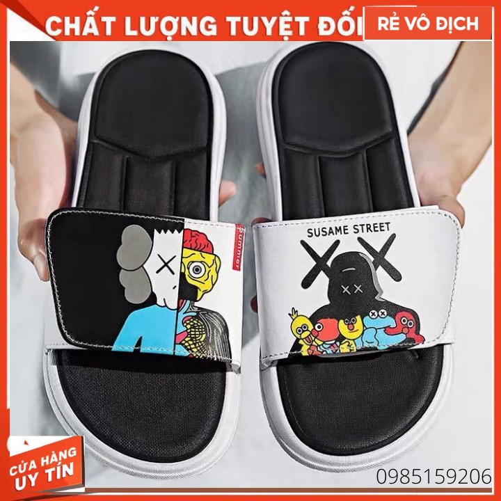 Dép Đôi Nam Nữ unisex Kaws x Susame Street, Quai Ngang cao cấp đi êm chân cực bền