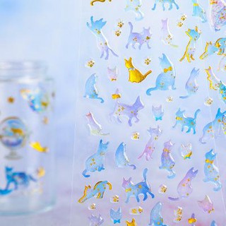 Sticker gấu trúc cute S3 sticker thuỷ tinh viền vàng cute dễ thương không thấm nước