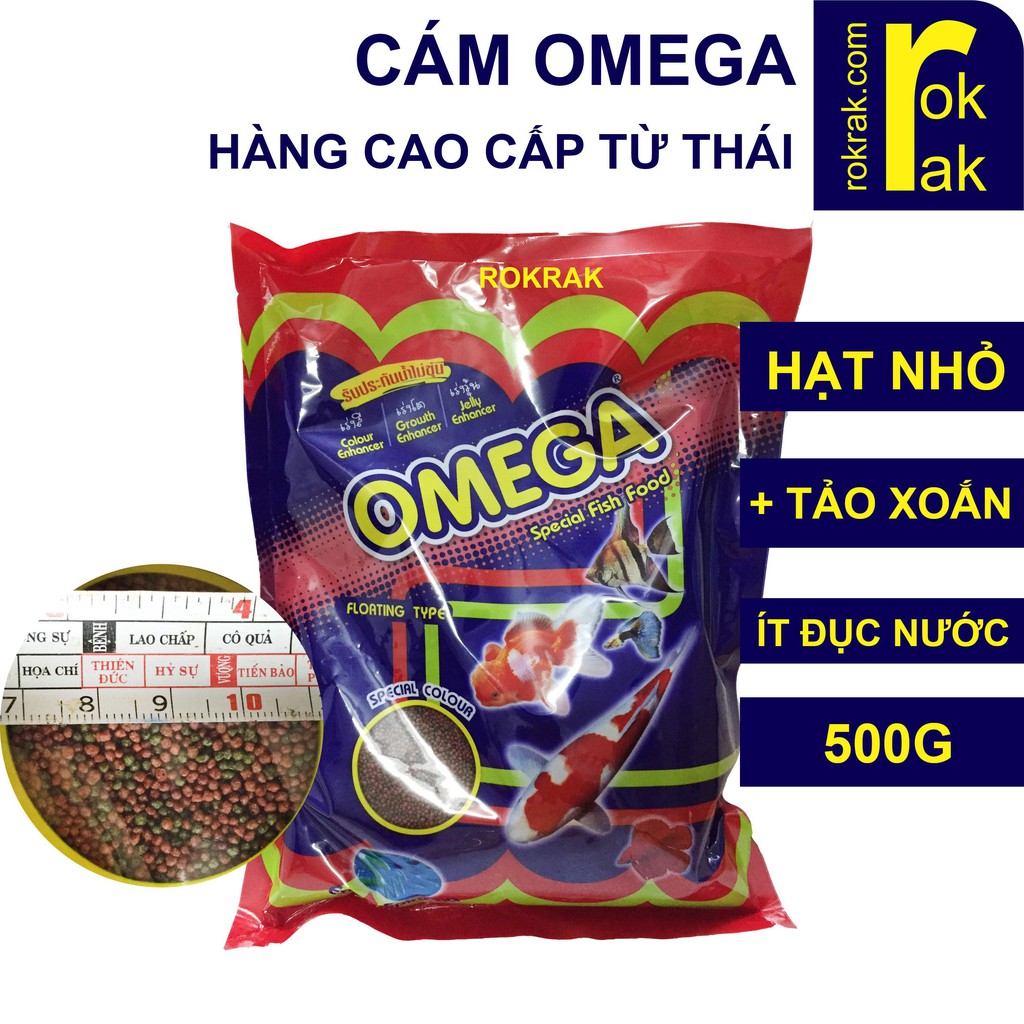 Cám Omega / Taiyo hạt nhỏ gói 500g Thức ăn cá có tảo xoắn