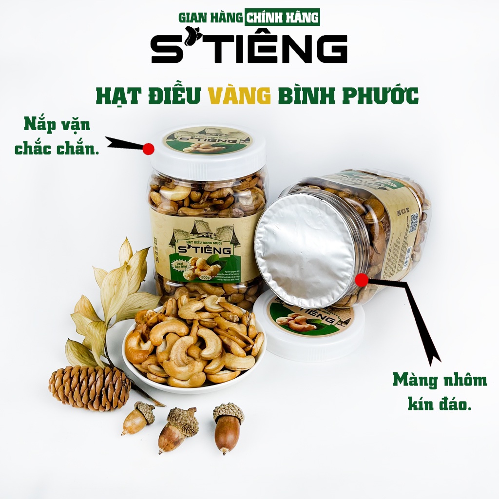 500Gr Hạt Điều Rang Muối SẠCH VỎ Bình Phước STIENG Loại Bể