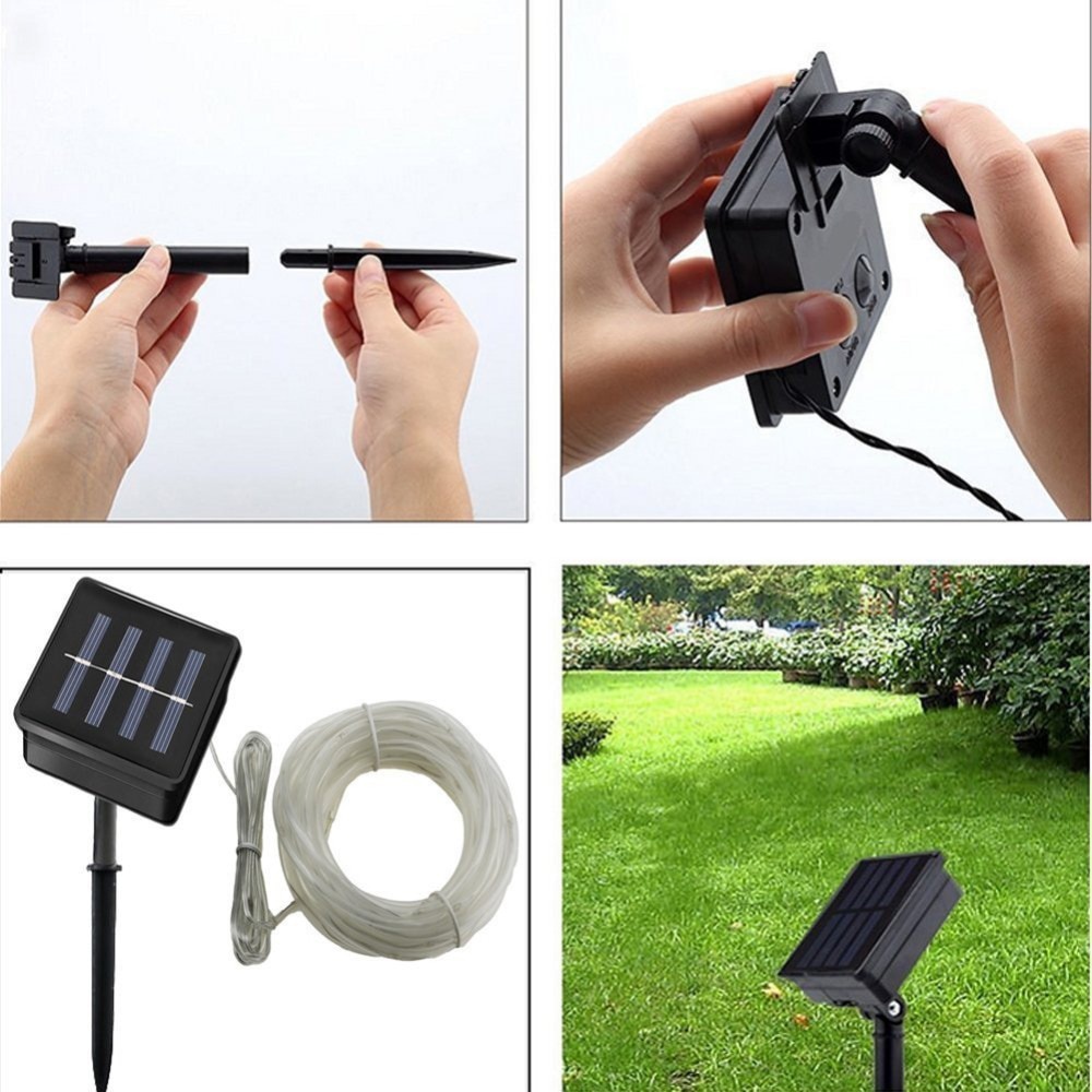 Dây Đèn Led 50/100 Bóng Chống Nước Sử Dụng Năng Lượng Mặt Trời Dùng Trang Trí Ngoài Trời