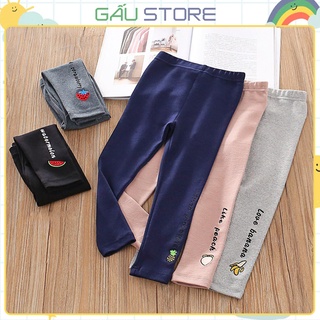 Quần legging cho bé gái 6-45kg co dãn 4 chiều hình thêu hoa quả