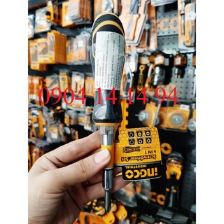 Tuốc nơ vít 6 đầu ingco akisd0608 | bộ tua vít 6 đầu bít phổ thông sl5, sl6, ph1, ph2, 6mm, 8mm, thân tua vít thông minh