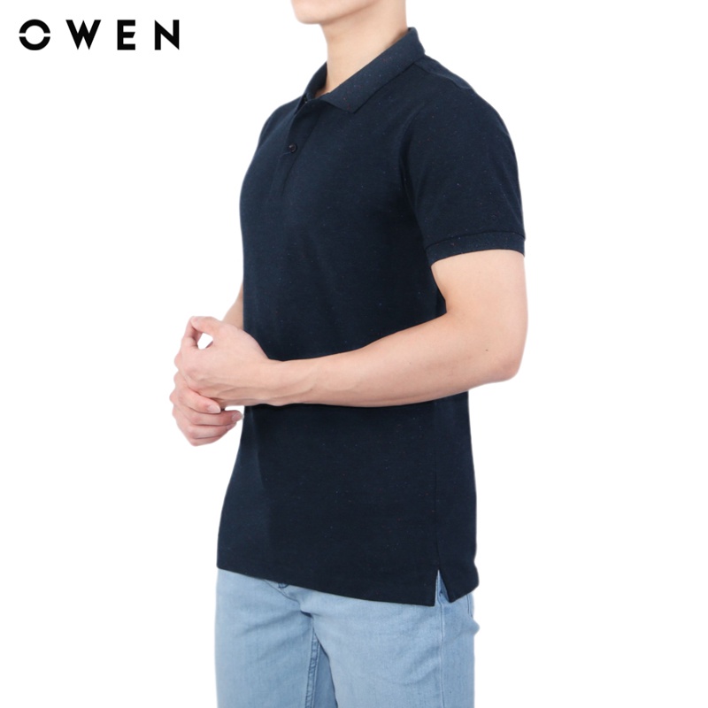 Áo polo ngắn tay Nam Owen Cotton Bodyfit màu Navy - APV23724