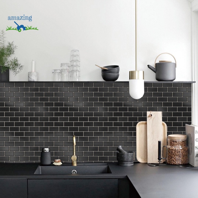 Set 10 Miếng Dán Tường 3d Họa Tiết Gạch Lát Tự Dính Chống Thấm Nước Trang Trí Nhà Bếp/Phòng Tắm