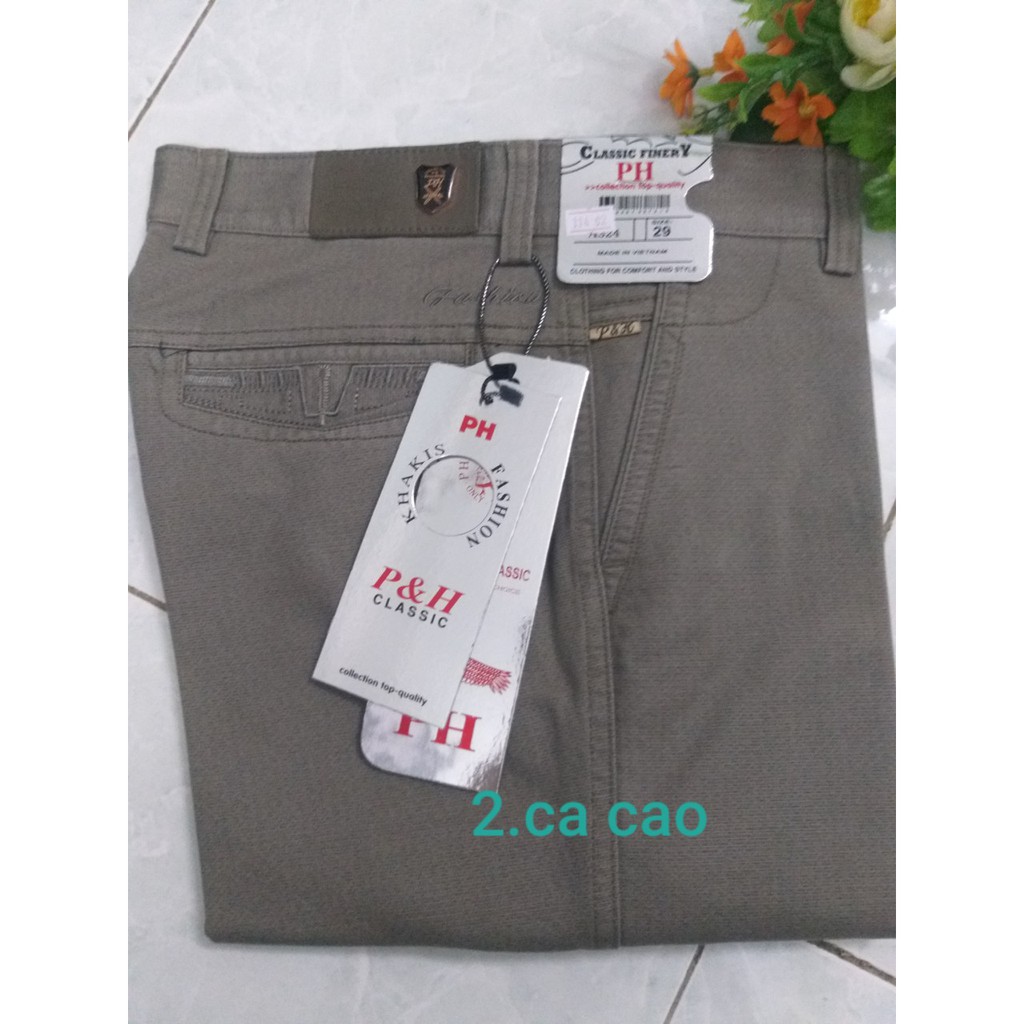 Quần kaki nam trung niên ống suông công sở trang nhã lịch sự KK114- Xưởng may Phúc Hằng