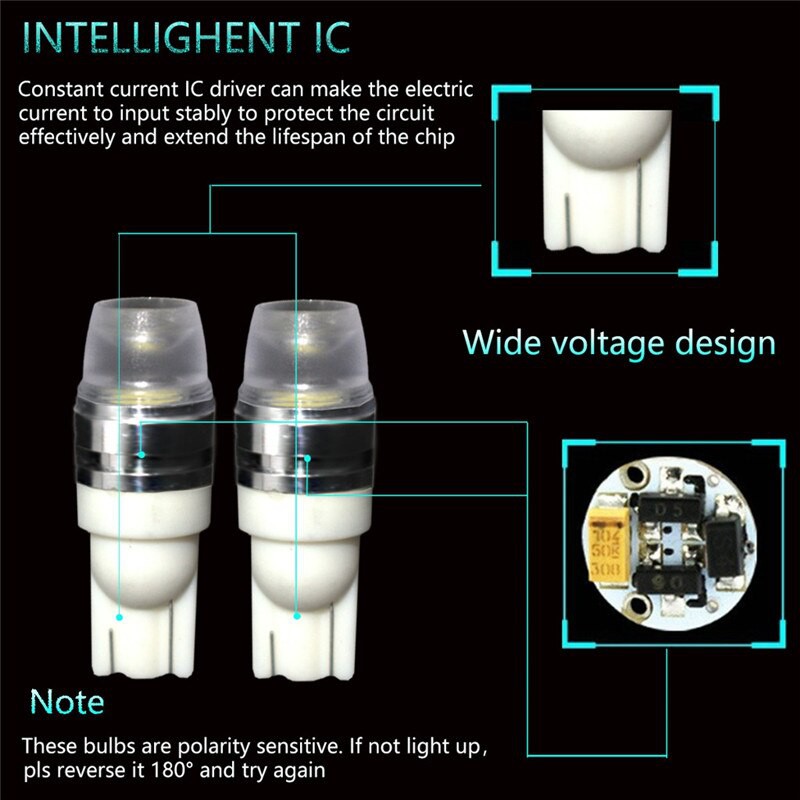 Bóng Led T10 Chip 5730 Với 2SMD Đèn Lùi, Biển Số Xe