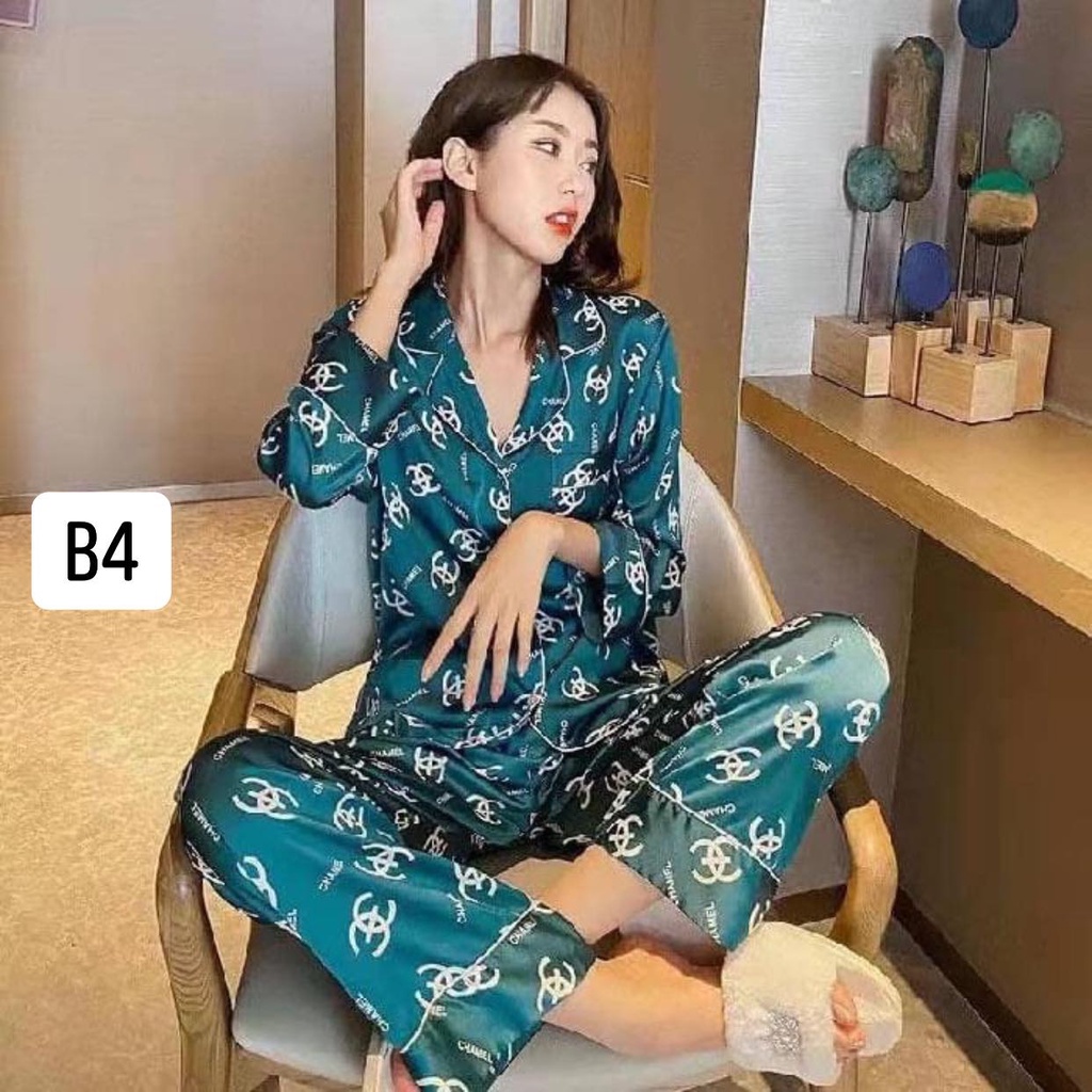 Đồ bộ nữ pijama lụa dài tay satin cao cấp mặc nhà mềm mịn thoải mái hàng Quảng Châu đồ ngủ pizama giá rẻ B1B10