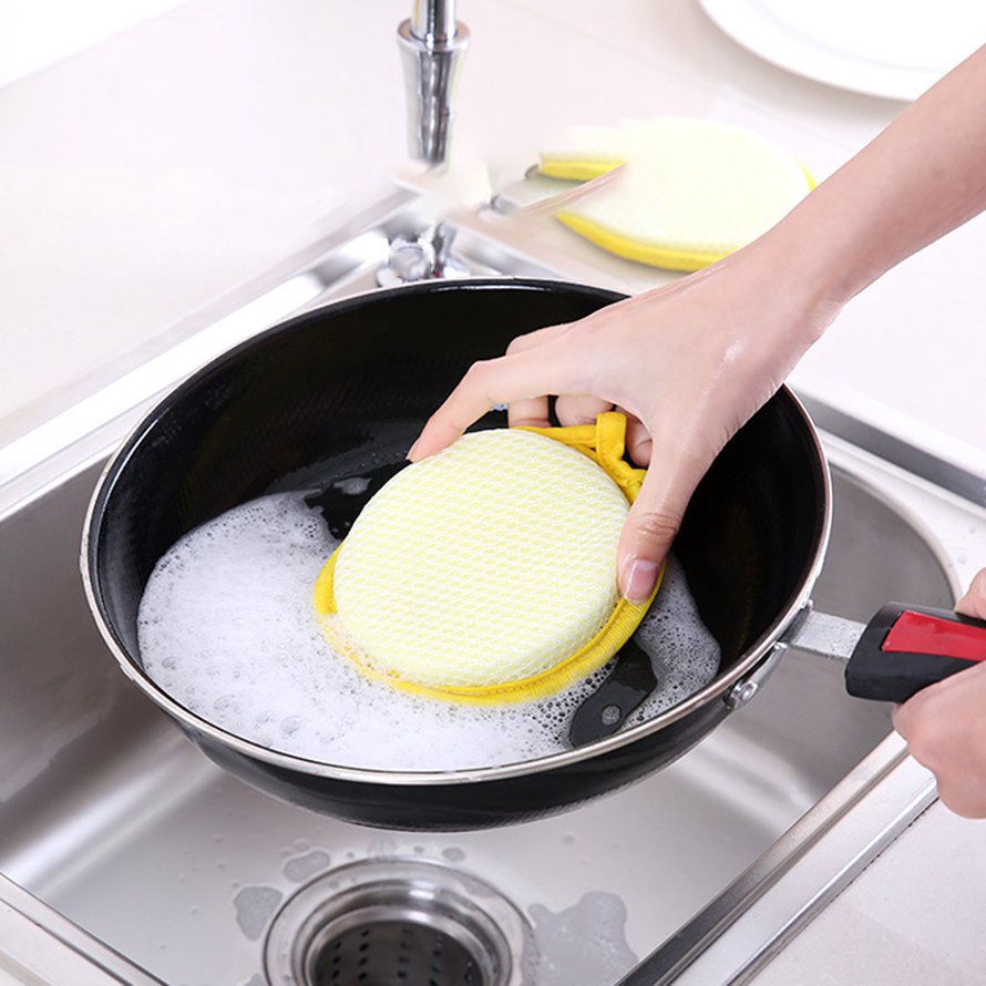 Bông rửa bát hai mặt tròn lấp lánh Miếng cọ rửa đĩa Khăn lau bát đĩa