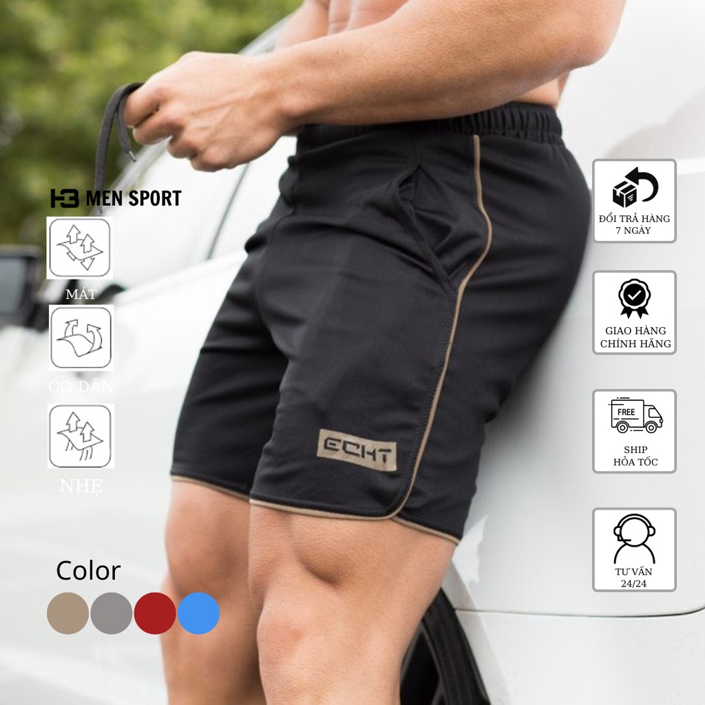 (xả kho)Quần sooc nam, quần tập gym nam, chạy bộ, đá bóng. Chất co giãn 4 chiều thoáng mát. H3 SPORT