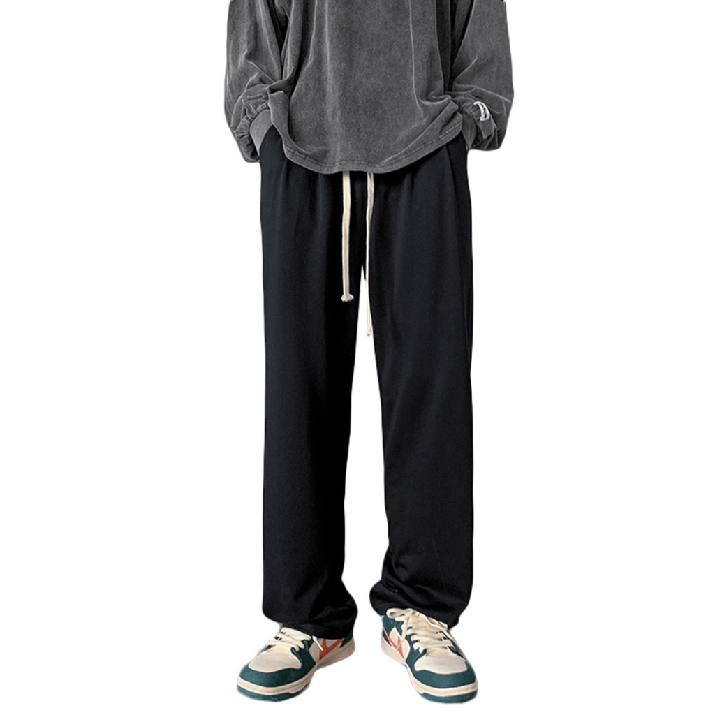 Quần Thun Basic Ống Rộng Unisex ❤ Quần Ống Suông Baggy Trơn Chất Thun Nỉ Dày Dặn Co Giãn Nam Nữ