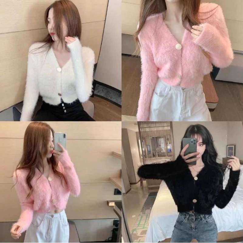 áo khoác cardigan len lông 2 khuy cài hot hit | BigBuy360 - bigbuy360.vn