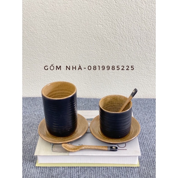 Set cốc cafe/ coffee/ cà phê trụ gốm Bát Tràng