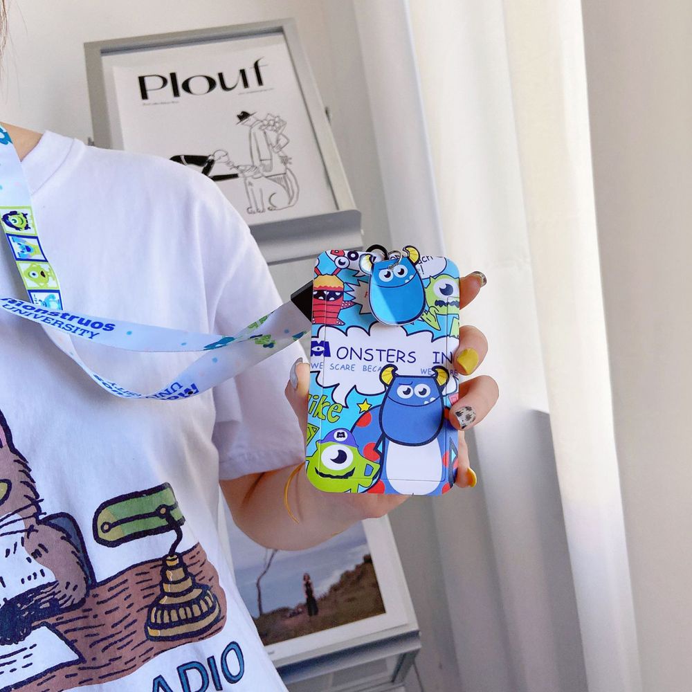 Túi đựng thẻ ID/ thẻ xe buýt in hình dễ thương kèm dây đeo cho học sinh