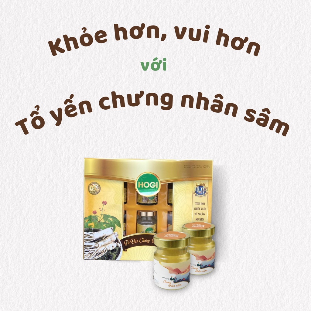 Hop Yến Sào Hogi nhân sâm cao cấp 15% yến tươi chính hãng nguyên chất chưng sẵn đóng hộp bồi bổ sức khỏe TY02