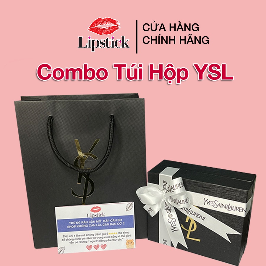 Combo Túi Hộp dùng đựng son YSL, Hộp quà tặng, hộp giấy đựng quà cho son YSL kèm nơ thiệp